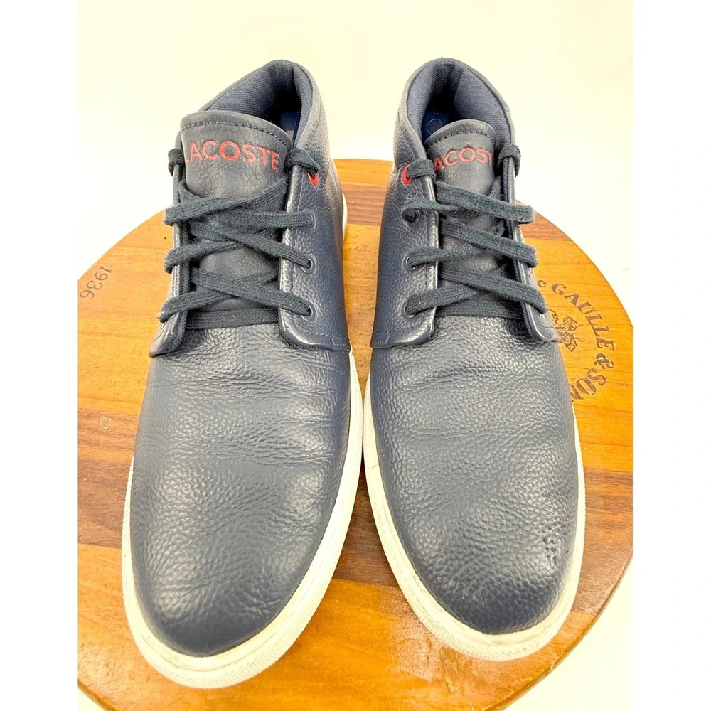 Lacoste Asparta Men's Leather Chukka Sneakers Size 9 Navy Blue Preppy Streetwear